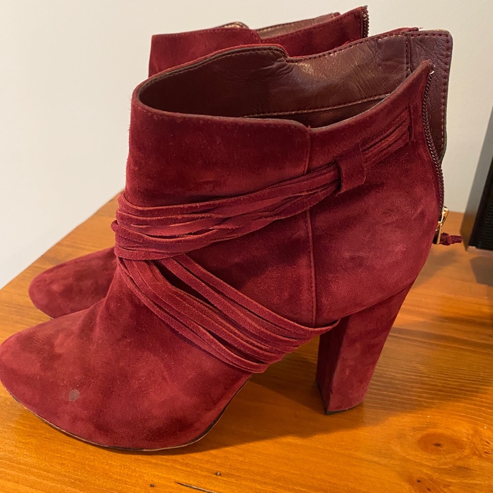 Burgundy booties